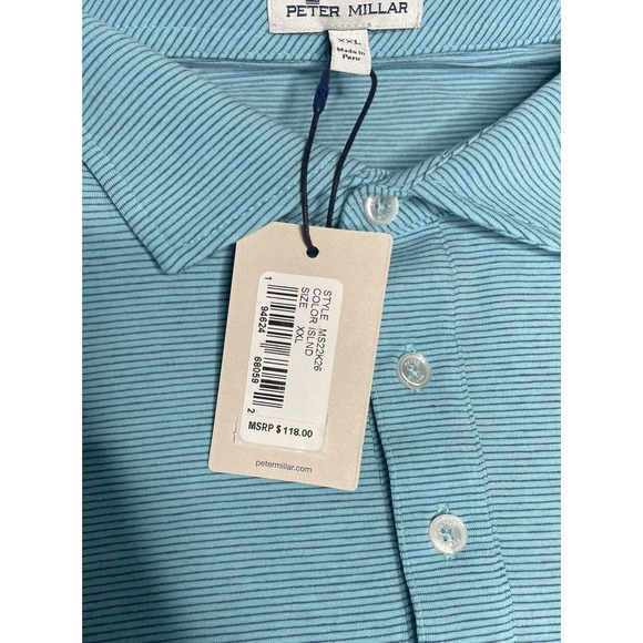 Peter Millar Crown Sport Polo Shirt Mens 2XL Crest Isle Stripe Short Sleeve Golf - Picture 4 of 7